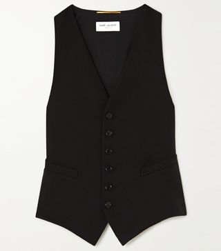 Saint Laurent + Grain de Poudre Wool and Silk-Satin Vest