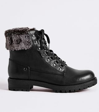 Marks and Spencer Collection + Faux Fur Hiking Ankle Boots