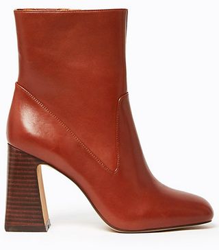 Marks and Spencer Collection + Leather Flared Heel Ankle Boots