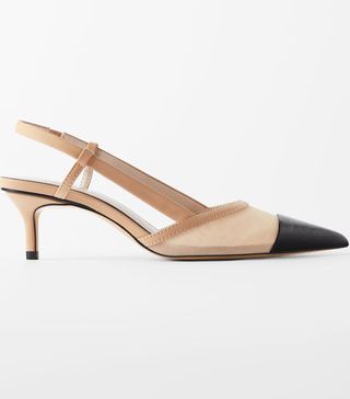 Zara + Mesh Mid Heel Slingback Shoes