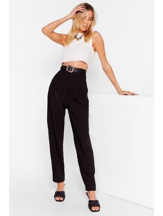 Nasty Gal + High Waisted Pleated Tapered Pants