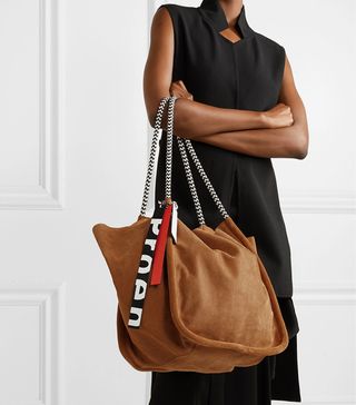 Proenza Schouler + Large Leather-Trimmed Suede-Corduroy Tote