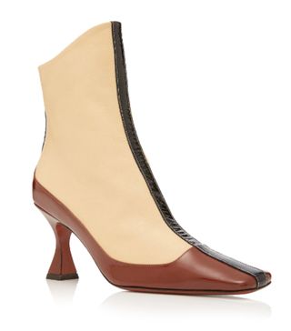 Manu Atelier + Duck Patent Leather-Trimmed Ankle Boots