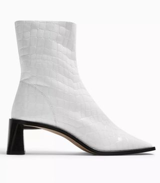 Topshop + Maja White Crocodile Sock Boots