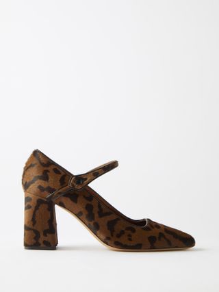 Le Monde Beryl + Leopard-Print Pony-Hair Mary Jane Pumps