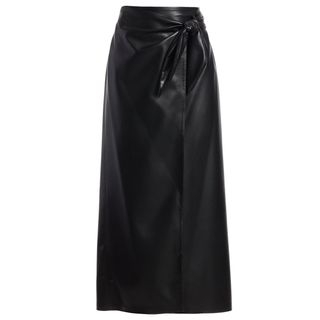 Nanushka + Amas Vegan Leather Side-Tie Midi Skirt