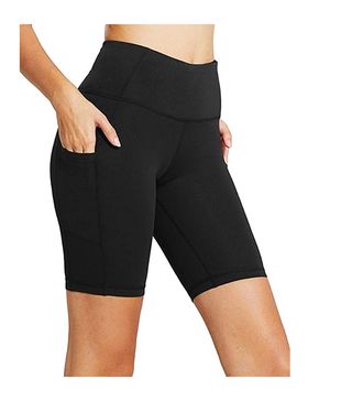 Sudawave + 8-Inch High Waist Tummy Control Workout Yoga Running Shorts Pants Side Pockets