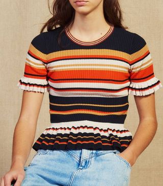 Sandro + Striped Knit Top