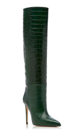 Paris Texas + Knee-High Croc Embossed Leather Boots