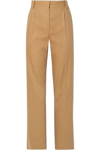 The Row + Thea Pleated Linen and Cotton-Blend Straight-Leg Pants