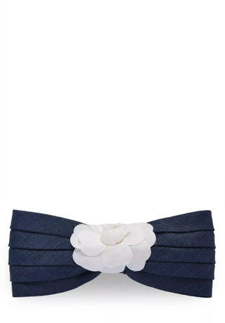 Chanel + Blue Canvas Camellia Hair Clip
