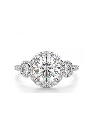 Diamond Nexus + Three Stone Halo Engagement Ring