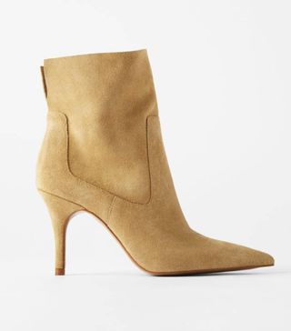Zara + Suede High-Heel Ankle Boots