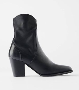 Zara + High Heel Cowboy Ankle Boots