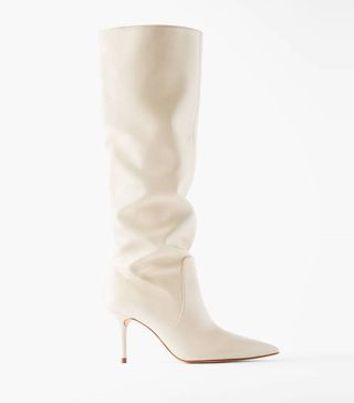 Zara + Leather Mid Heel Boots