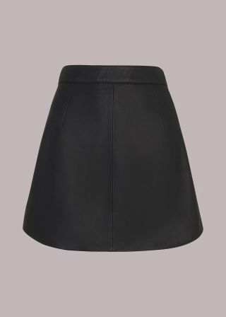 Whistles + Leather Curved Hem Mini Skirt