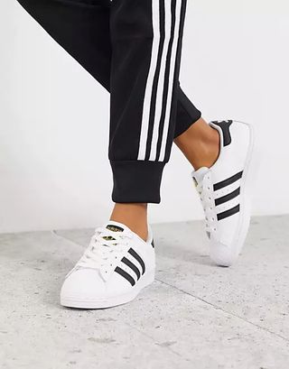 adidas Originals + Superstar Trainers in White and Black