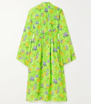 Les Rêveries + Gathered Floral-Print Silk-Crepe Midi Dress