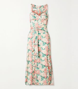 Art Dealer + Belted Floral-Print Silk-Blend Georgette Midi Dress