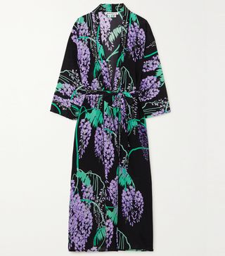 Bernadette + Peignoir Floral-Print Silk Crepe de Chine Midi Wrap Dress