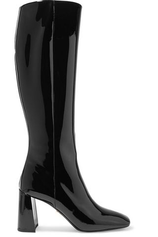 Prada + 85 Patent-Leather Knee Boots