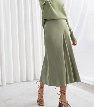 & Other Stories + Bias Cut Satin Midi Skirt