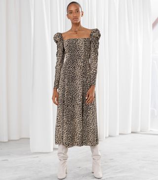 & Other Stories + Ruched Leopard Maxi Dress