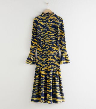 & Other Stories + Tiger Smocked Midi Ruffle Dress