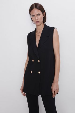 Zara + Buttoned Knit Vest