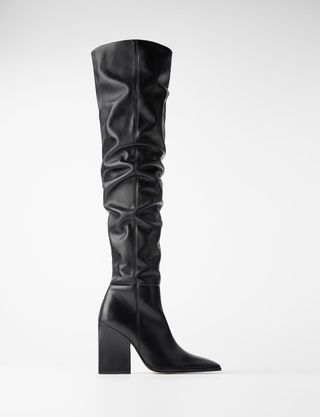 Zara + Oversized Geometric Shaft Heeled Leather Boots