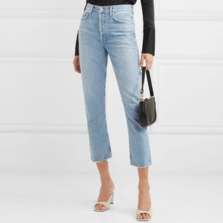Agolde + Riley Cropped Organic High-Rise Straight-Leg Jeans