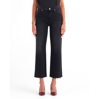 7 for All Mankind + Cropped Alexa With Cut Off Hem in Weathered Black