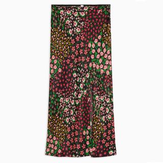 Topshop + San Diego Black Patchwork Floral Skirt