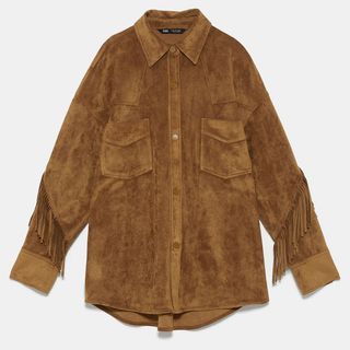 Zara + Faux Suede Overshirt With Fringing