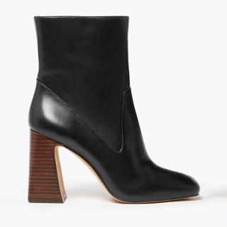 Marks and Spencer + Flared Heel Leather Boots
