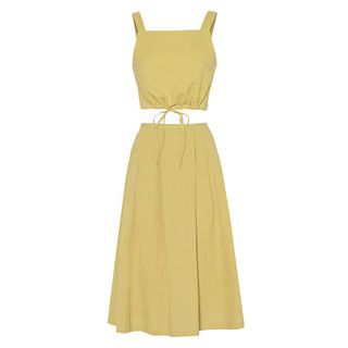 Pixie Market + Yellow Linen Matching Skirt Set