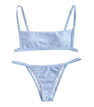 Zaful + Ribbed Square Neck Bikini