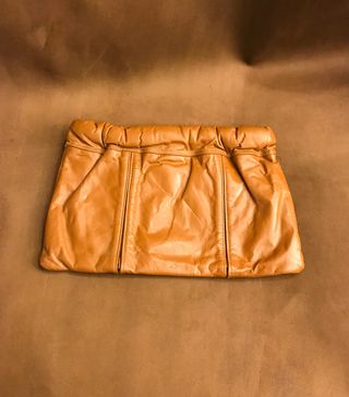 Vintage + Tan Leather Clutch Handbag