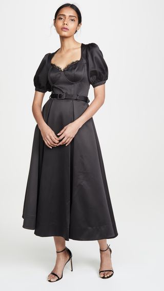 Self-Portrait + Black Midi Dress