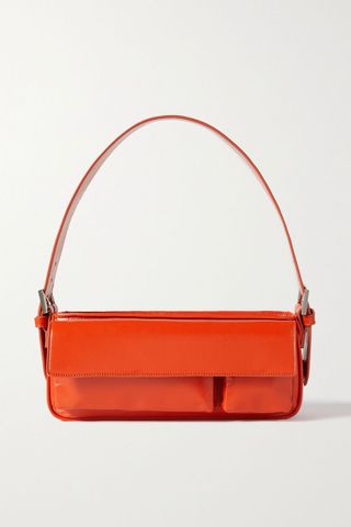 By Far + + Mimi Cuttrell Glossed-Leather Shoulder Bag