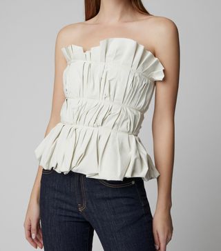 Brock Collection + Oases Strapless Tied Cotton And Linen-Blend Top