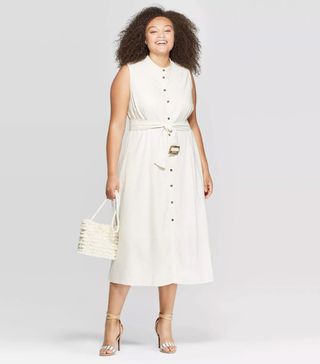 Who What Wear x Target + Sleeveless Crewneck Belted Flare Dress