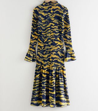& Other Stories + Tiger Smocked Midi Ruffle Dress