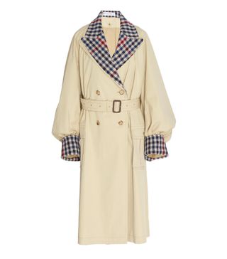 JW Anderson + Plaid Contrast Cotton Trench Coat