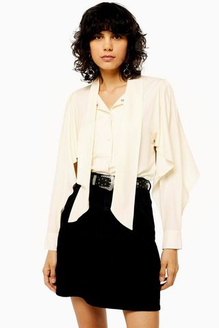Topshop + Neck Tie Twill Blouse