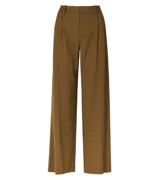 Vince + Brown Wide-Leg Twill Trousers