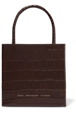 Chylak + Square Glossed Croc-Effect Leather Tote