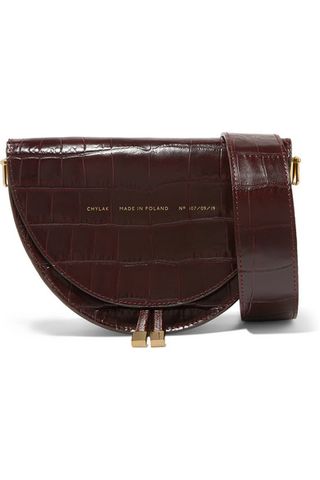 Chylak + Medium Glossed Croc-Effect Leather Shoulder Bag