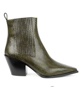Aeyde + Kate Python-Effect Leather Ankle Boots