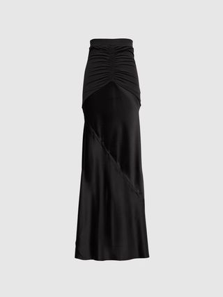 Reiss + Black Nellie Satin Jersey Blend Maxi Skirt